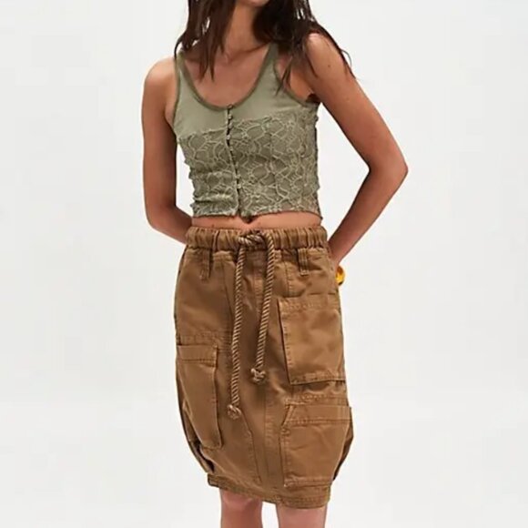 #78 NWT Free People Cosette Corset Tank in Soft Olive - Picture 1 of 6